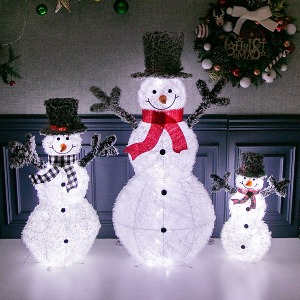 크리스마스 LED 화이트 눈사람 3종세트(60cm,90cm,120cm)하바24