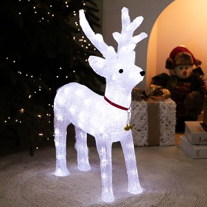 크리스마스 LED 화이트 아크릴 사름 60cm(리모컨 포함)하바24