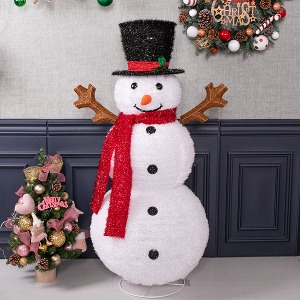크리스마스 화이트 접이식 눈사람 120cm하바24